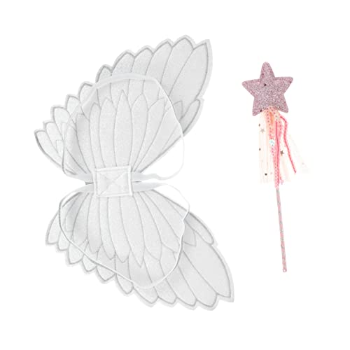 FRCOLOR 2 Stück Schmetterling Engelsflügel verkleidung kinderfasching -Fasching Kostümflügel kinderkarneval kindertag Cosplay-Flügel Parteiflügel Kinderflügel Zauberstab Stoff von FRCOLOR