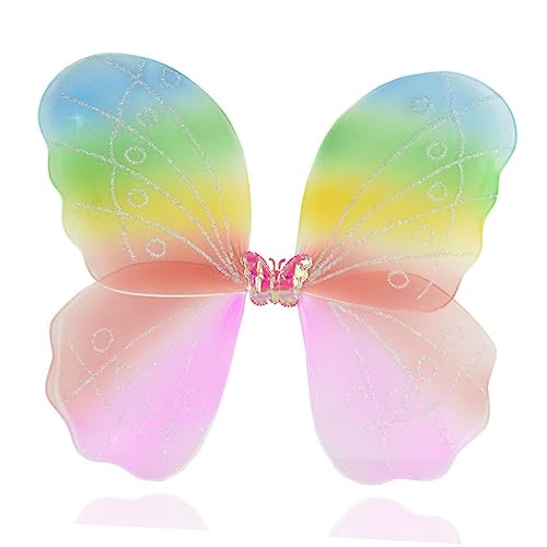 FRCOLOR 2 Stück Schmetterlingsflügel Einlagige Bunte Nymph Kostüm Accessoire für Halloween Karneval Tanz Fotografie Mädchen Verkleidung von FRCOLOR