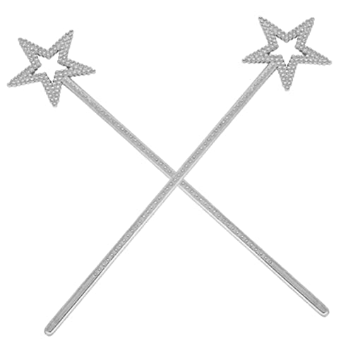 FRCOLOR 2 Stück Silberne Stern für Mädchen Leichte Greifbare Feenstäbe für Kostüm Bühne Geburtstag Halloween Cosplay und Fantasievolles Spiel von FRCOLOR
