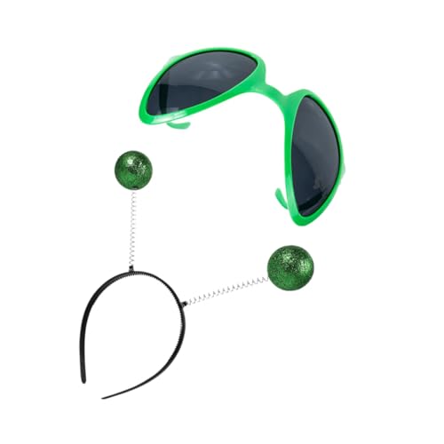 FRCOLOR 2 Stück Teiliges Alien Kostüm Set mit Grünem Antennen Haarreif und Lustigen Alien Brillen für Erwachsene für Halloween Karneval Partys und Faschingsfeiern FRCOLOR 2 Stück Teiliges Alien Kostüm Set mit Grünem Antennen Haarreif und Lustigen Alien Brillen für Erwachsene für Halloween Karneval Partys und Faschingsfeiern von FRCOLOR