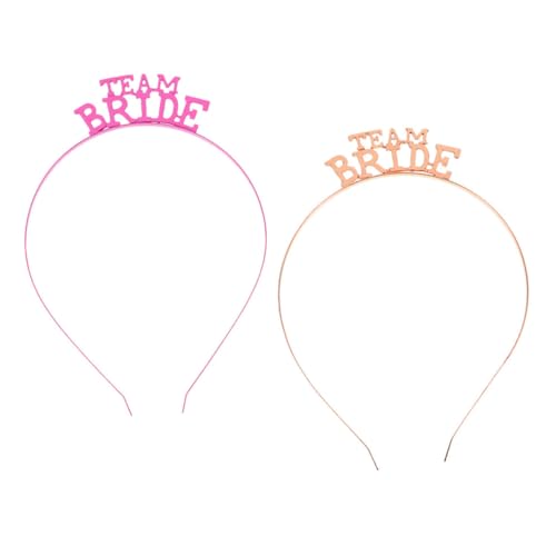 FRCOLOR 2 Stück Teiliges Brautkopfschmuck Dekorative Haarreifen für Hochzeiten und Junggesellenabschiede Roségoldene und Fuchsiafarbene Haaraccessoires für Bräute und Mädchen von FRCOLOR