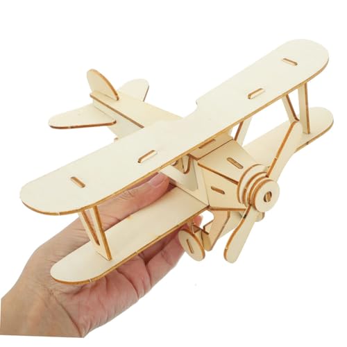 FRCOLOR 2 Stück Teiliges DIY Holzflugzeug Modellbausatz zum Selberbauen Bemalbar Pädagogisches Holzflugzeug Puzzle Kit für Fördert Kreativität Feinmotorik und Teamarbeit Bastelset für von FRCOLOR