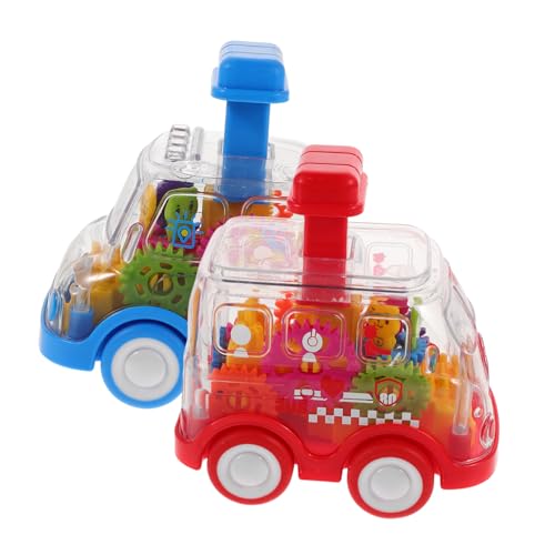 FRCOLOR 2 Stück Teiliges Druckauto Transparenter Aktionswagen Reibungsantrieb Robustes Kunststofffahrzeug Handliche für Kleinkinder Fördert Motorik und Lernspaß von FRCOLOR