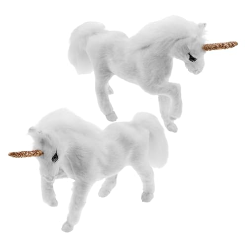 FRCOLOR 2 Stück Teiliges Einhorn Deko Realistische Miniaturfiguren mit Weichem Kunstfell Leichte Tragbare Tierornamente für Wohnraumdekoration Fotorequisiten und Kreative Kinderspiele von FRCOLOR