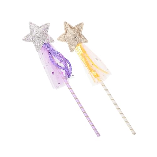 FRCOLOR 2 Stück Teiliges Feenstab mit Sternform Bunte Zauberstäbe und Gold Leicht und Komfortabel für Mädchen Geeignet für Party Cosplay und Festliche Aufführungen von FRCOLOR