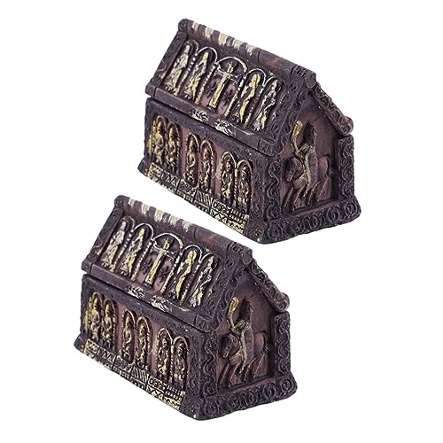 FRCOLOR 2 Stück Teiliges Halloween Mikrolandschaft Sarg aus Resin Haltbar und Farbintensiv Miniatur Sarg Ornamente für Puppenhaus Fischbecken und Halloween Party Deko von FRCOLOR