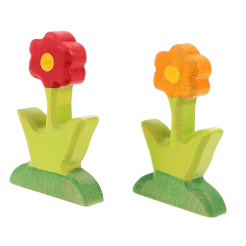 FRCOLOR 2 Stück Teiliges Handgeschnitztes Holzblumen Bausteine mit Feiner Verarbeitung Kreative Lernspielzeug für Realistische Blumenform für DIY Mikro Landschaft und Familieninteraktion von FRCOLOR