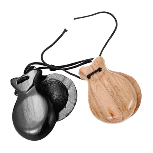 FRCOLOR 2 Stück Teiliges Holz Kastagnetten Spanisches Percussion Instrument Robuste Bauweise für Erwachsene Musikalisches Klappern für Bühnenauftritte und Musikunterricht von FRCOLOR