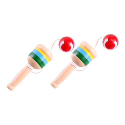 FRCOLOR 2 Stück Teiliges Holz Kendama Wurfspielzeug für Handliches Geschicklichkeitsspiel Hand Auge Koordination Kreatives Lernspielzeug für Jungen und Mädchen Tragbar und Zufällige Farbe von FRCOLOR