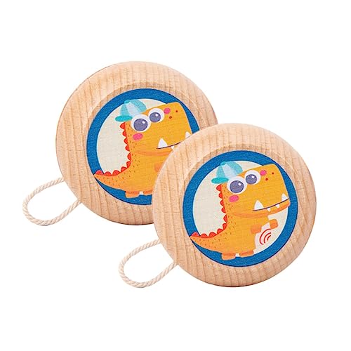 FRCOLOR 2 Stück Teiliges Holzspielzeug Kinderfreundliche Yo Yo Spielzeuge mit Bunten Tiermustern Robustes Schlagfestes Material Tragbare für Kleine Hände Pädagogisch und Langlebig von FRCOLOR