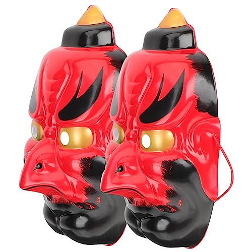 FRCOLOR 2 Stück Teiliges Japanisches Cosplay Halloween Party Masken für Damen und Herren Stabile Atmungsaktive Kunststoffmasken mit Gruseligem Tengu Design für Kostüm und Maskenbälle von FRCOLOR