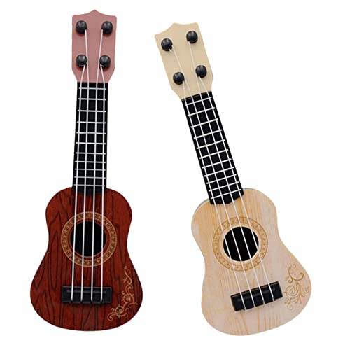 FRCOLOR 2 Stück Teiliges Mini Ukulele aus Robustem Material Realistische Simulation für Kleinkinder Pädagogisches Musikinstrument zur Frühen Musikförderung Kindgerechtes Design in Braun von FRCOLOR