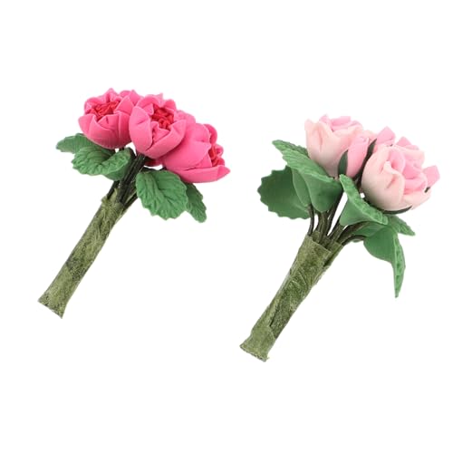 FRCOLOR 2 Stück Teiliges Miniatur Blumenarrangement aus Resin Detailreiche Kleine Blumenbouquets für Puppenhaus Dekoration DIY Mikro Landschaft Zubehör Geeignet für Mini Puppenhäuser und von FRCOLOR