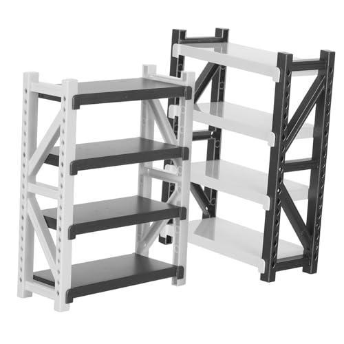 FRCOLOR 2 Stück Teiliges Miniatur-Regal Kunststoff Puppenhaus Lagerregal mit Kleines Spielzeugregal für Platzsparendes Aufbewahrungsregal für Puppenhaus und Mikro-Szene von FRCOLOR