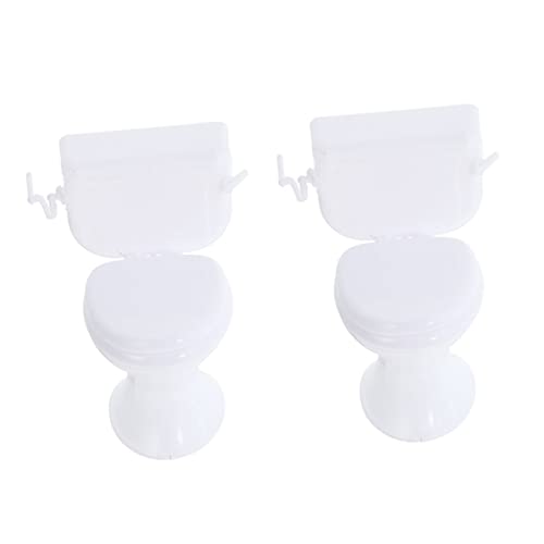 FRCOLOR 2 Stück Teiliges Miniatur Wc Weiß Puppenhaus Badezimmermodell Miniaturtoilette Puppenhaus Zubehör Dekoratives für Sammlerstück von FRCOLOR