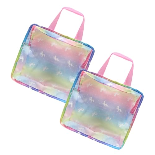 FRCOLOR 2 Stück Teiliges Puppenzubehör Handtaschen mit Einhornmotiv Polyester Tragbar Multifunktionale Aufbewahrungstasche für Puppenreisetasche für Kinderzimmer und Spielzeugorganisation von FRCOLOR