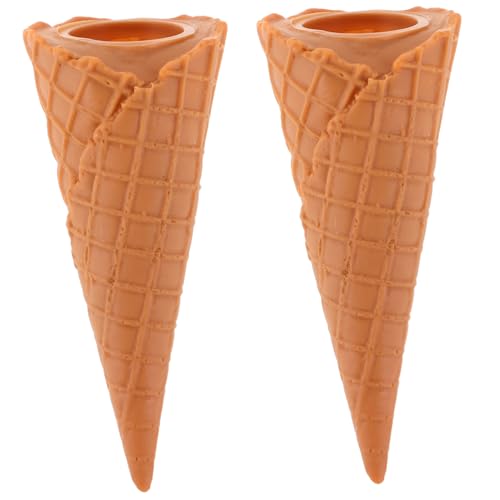 FRCOLOR 2 Stück Teiliges Realistisches Eistüten aus Lebensechte Eistütenmodelle für Fotografie Schaufenster und Partydeko Leicht zu Reinigen Verblassungsresistent Detailgetreue Eiswaffeln von FRCOLOR