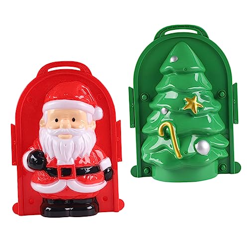 FRCOLOR 2 Stück Teiliges Schneeballmacher Weihnachtsmann Tannenbaum-Form Kindersicheres Kunststoffspielzeug für Schnellen Schneeballspaß Hält Hände Warm für Outdoor-winterspiele von FRCOLOR