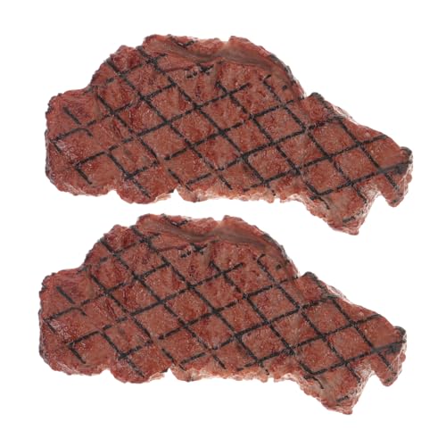 FRCOLOR 2 Stück Teiliges Simulations Steak aus Kunststoff Realistisches Grillspielzeug und Dekoration Kindgerechtes Küchen Lebensechtes Essensmodell für Party und Foto Requisiten von FRCOLOR