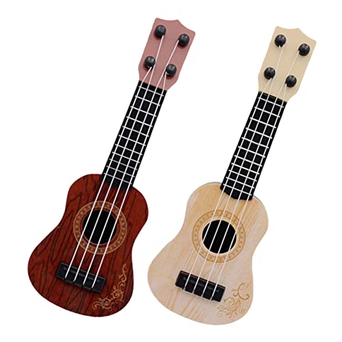 FRCOLOR 2 Stück Teiliges Ukulele Spielzeugset für Realistische Simulation Musikalisches Früherziehungsspielzeug Geeignet für Kleinkinder Braun und Cremefarben Fördert Musikalisches von FRCOLOR
