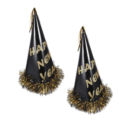 FRCOLOR 2 Stück Teiliges Years Eve Partyhut aus Leichtem Papier mit Schwarzem Gold Tassel Langlebig und Vielseitig für Silvester Kostüm und Fotorequisiten von FRCOLOR