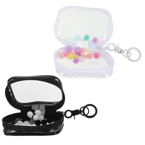 FRCOLOR 2 Stück Transparente Mini Figuren Aufbewahrungstasche mit Schlüsselanhänger Staubdichte PVC Display Bag Tragbar Schutz für Puppen und Sammlerstücke mit Ball von FRCOLOR