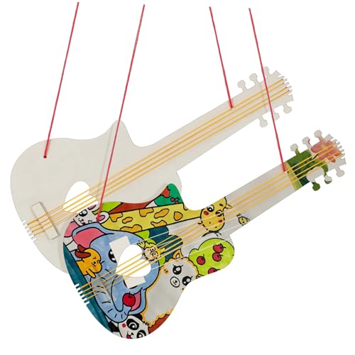 FRCOLOR 2 Stück Unfertige Holz Gitarrenspielzeuge für DIY Malbare Holzgitarren Bastelspielzeug zum Bemalen und Dekorieren Robuste Holzgitarren für Jungen und Mädchen von FRCOLOR