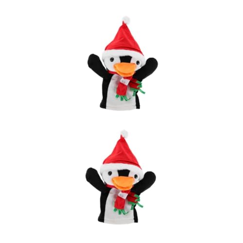 FRCOLOR 2 Stück Weihnachtliche Pinguin Handpuppe Plüsch Fingerpuppe für Geschichtenerzählen und Rollenspiel Weiches Kuscheltier für Kreative Interaktive Familienzeit und Festliche von FRCOLOR