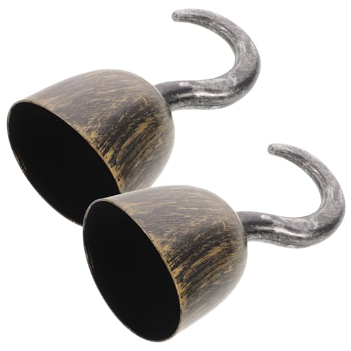 FRCOLOR 2 Stück Wiederverwendbare Halloween Piratenhaken aus Robustem Kunststoff Farbig Gestaltete Kostüm Requisiten für Gruselige Dekoration für Piratenpartys Halloween und Cosplay von FRCOLOR