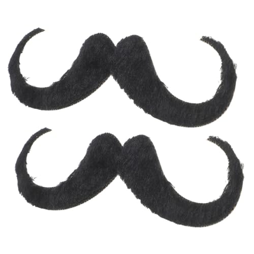 FRCOLOR 2 Stück falscher Bart Halloween Bart Halloween-Schnurrbart-Aufkleber Schnurrbart-Party falsche Schnurrhaare Kostümzubehör falscher Langer Bart Schnurrbart gefälscht Stoff Black von FRCOLOR