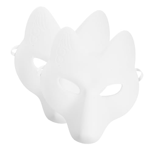 FRCOLOR 2 Stück leere Fuchs-Tiermasken für Erwachsene, DIY, unlackiert, Halloween-Partyzubehör, Cosplay-Gesichtsmasken für Halloween, Verkleiden und kreatives Malen von FRCOLOR