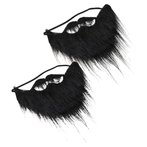 FRCOLOR 2 Stücke EIN lustiger falscher Bart Feiertag mit falschem Schnurrbart Falscher Bart für Halloween Bartzubehör für Männer Halloween-Party-Bart Halloween-Kostüm-Bart Gummi Black von FRCOLOR