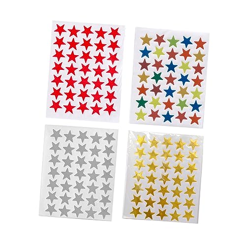 FRCOLOR 20 Packungen Selbstklebende Fünfzackige Sterne Aufkleber für Bunte Belohnungssticker Gold Silber Rot Farbverlauf für Schulprojekte Basteln und Kreative Dekoration von FRCOLOR