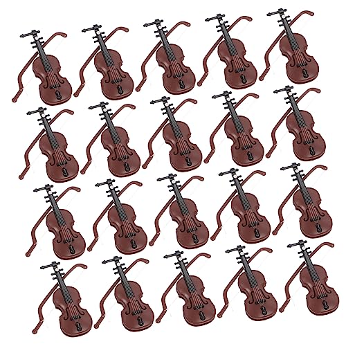 FRCOLOR 20 Sätze Mini Violinen aus DIY Weihnachtsornamente Realistische Miniatur Musikinstrumente für Dekoration für Weihnachtsbaum und Zuhause von FRCOLOR