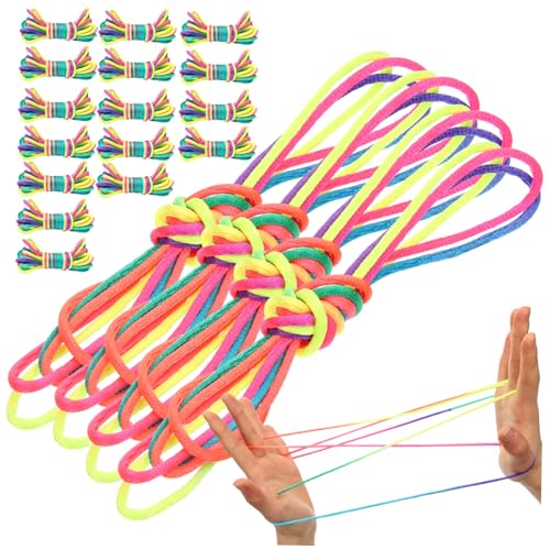 FRCOLOR 20 Stck. Teiliges Fingerhand Schnurspielzeug Dehnbares Regenbogenfarbenes Katzennest Fingerschnurspiel für Fördert Feinmotorik Weiches Material Sicher und Hautfreundlich für Eltern von FRCOLOR
