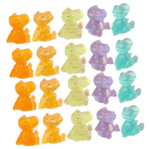 FRCOLOR 20 Stück Leuchtende Dinosaurier Figuren aus Resin für Mikro Landschaftsdekoration für Garten Kinderzimmer und Lernspielzeug von FRCOLOR