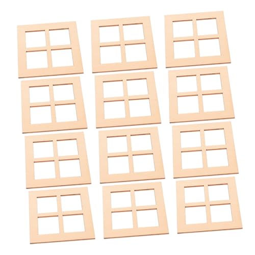 FRCOLOR 20 Stück Maßstab DIY Puppenhaus Miniatur Fensterrahmen aus Holz Detailreiche Vierteilige Miniatur Fensterdekoration für Puppenhaus Gartenornamente und Kreative Bastelprojekte von FRCOLOR