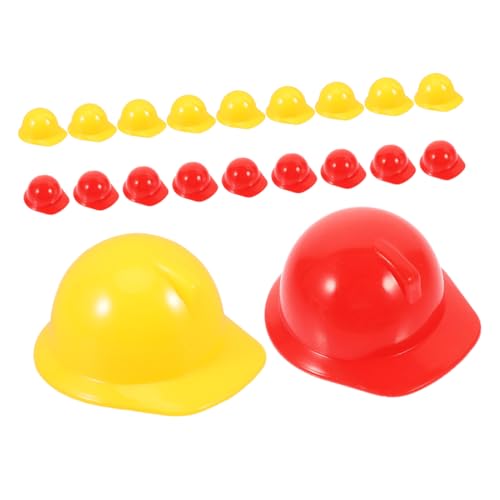 FRCOLOR 20 Stück Mini Bauhelme für Süße Sicherheitshelme Rot und Gelb für Bastelprojekte Puppenzubehör und Partydekorationen für Kreative Spielsz Szenen von FRCOLOR