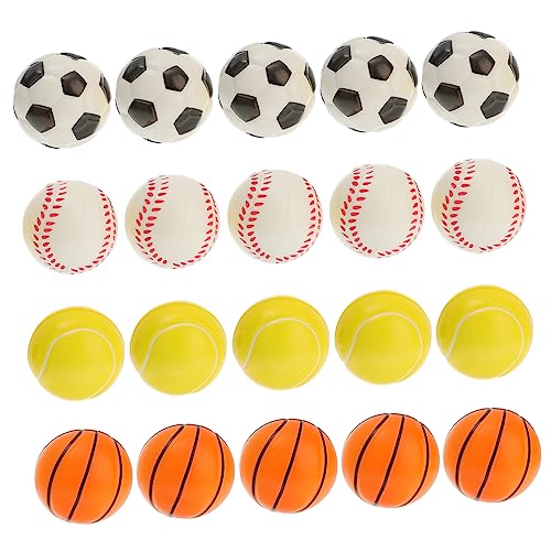 FRCOLOR 20 Stück Mini Schaumstoff Sportbälle Stressball für Erwachsene für Stressabbau und Sporttraining Fußball Basketball Tennis und Baseball von FRCOLOR