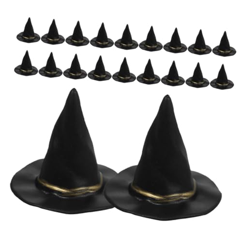 FRCOLOR 20 Stück Miniatur Hexenhüte für Diy Halloween Dekorationen Kleine Schwarze Puppenhaus Hüte aus Sicherem für Kreative Bastelprojekte und Partydeko von FRCOLOR
