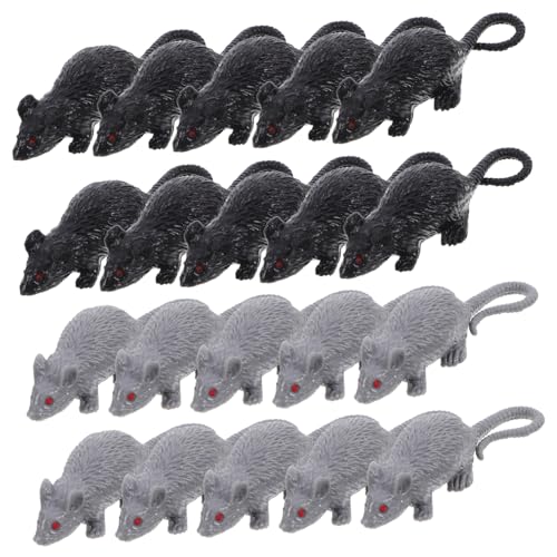 FRCOLOR 20 Stück Realistische Plastik Mäuse für Halloween Dekoration Spooky Requisiten Wiederverwendbare Scherzspielzeuge Gruselige Ratten Modelle für Party und Spaß von FRCOLOR