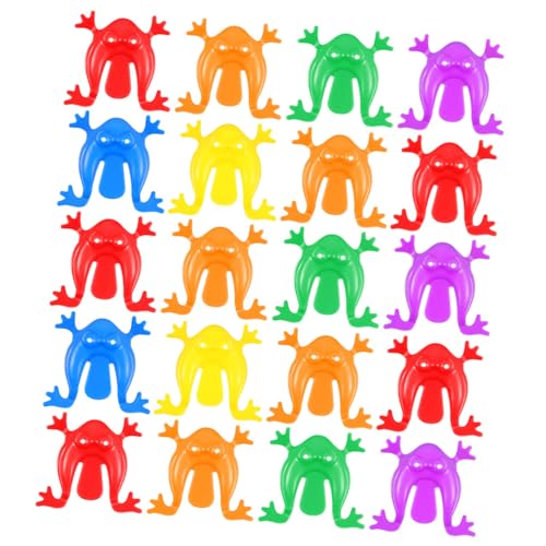 FRCOLOR 20 Stück Teiliges Bunte Springende Frösche aus Kunststoff Umweltfreundlich Geruchlos Glatte Oberfläche Sicher für Drinnen und Draußen Einfache Bedienung durch Schwanzdrücken von FRCOLOR