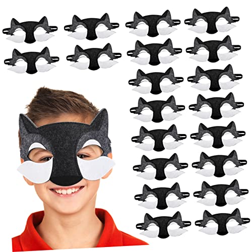 FRCOLOR 20 Stück Teiliges Cosplay Wolf Halbgesichtsmaske aus Filz mit Elastischem Band Realistische Lebensechte Halloween Maske für Geeignet für Karneval Kostümparty und Maskerade von FRCOLOR