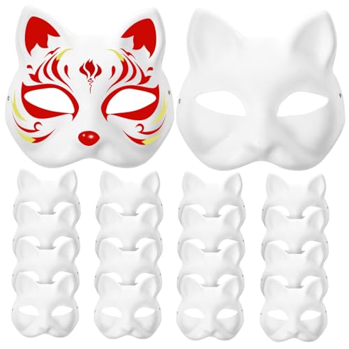 FRCOLOR 20 Stück Teiliges DIY Katzenpapiermasken aus Weißem Ungiftigem Papier Leicht und Komfortabel Bemalbar für Karneval Halloween Partys Maskerade Geeignet für Erwachsene FRCOLOR 20 Stück Teiliges DIY Katzenpapiermasken aus Weißem Ungiftigem Papier Leicht und Komfortabel Bemalbar für Karneval Halloween Partys Maskerade Geeignet für Erwachsene von FRCOLOR