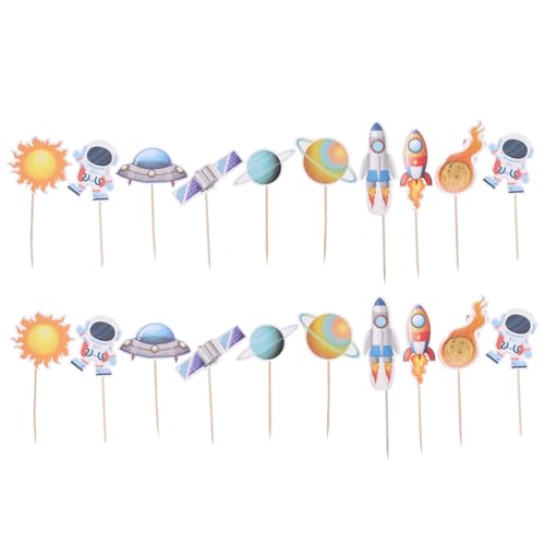 FRCOLOR 20 Stück Teiliges Kindergeburtstag Cake Picks Astronaut Tortendeko Sichere Dessert Deko Einfach zu Stecken für Geburtstagsfeier und Partygestaltung von FRCOLOR