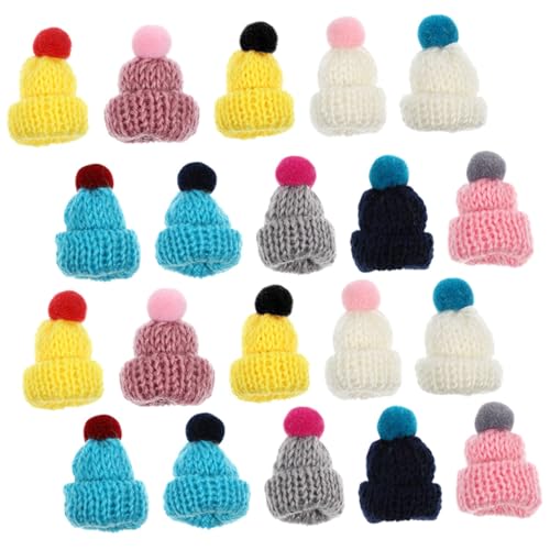 FRCOLOR 20 Stück Teiliges Kleine Verschleißfeste Mini strickmützen aus Wollgarn für DIY Basteln Puppendekoration Weihnachtsbaum anhänger und Kreative Handwerksprojekte Zufällige Farbe von FRCOLOR