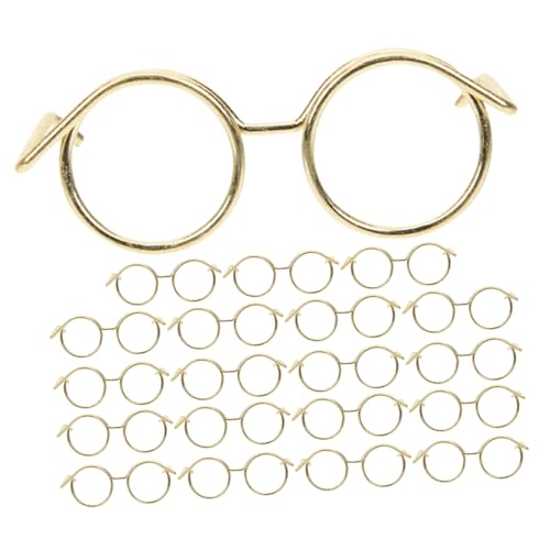 FRCOLOR 20 Stück Teiliges Metallbrillen ohne Gläser für Puppen Filigrane Runde Rahmen Gold Puppenhaus Deko und DIY Zubehör für Puppenkostüme und Bastelprojekte von FRCOLOR