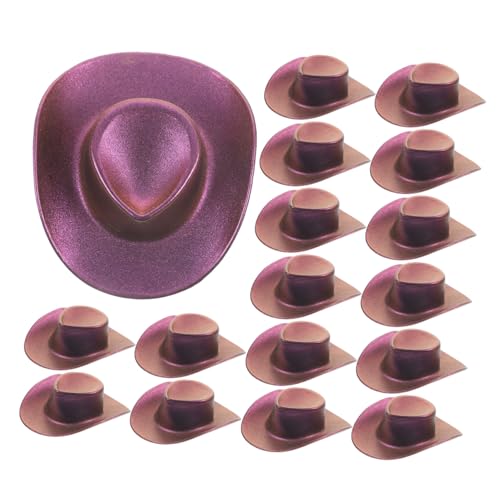 FRCOLOR 20 Stück Teiliges Mini Cowboyhut Kleine Zarte Hüte für DIY Dekoration Puppenhaus Zubehör Farbverlaufender Cowboyhut Gold Rot für Partys und Bastelprojekte von FRCOLOR