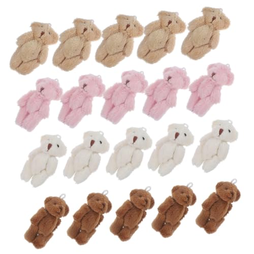 FRCOLOR 20 Stück Teiliges Mini Plüschbären Kleine Weiche Kuscheltier Deko für Shower Geburtstag Hochzeit Bunte Mini Joint Bears als Anhänger und Accessoires von FRCOLOR