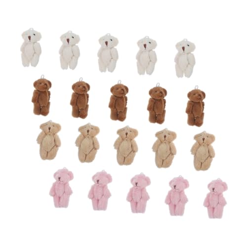 FRCOLOR 20 Stück Teiliges Mini Plüschbären Weiche Bunte Mini Kuscheltier Bären Kleine Plüschornamente für DIY Schlüsselanhänger Shower Geburtstag Hochzeitsdeko Party Mitgebsel von FRCOLOR